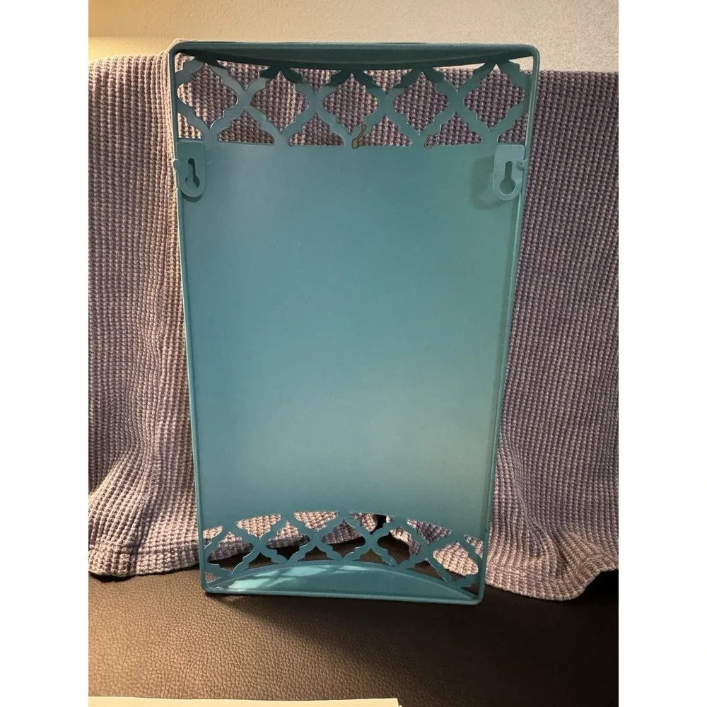 Turquoise Blue The Beach Is My Happy Place Metal Lattice Distressed Decor Shells